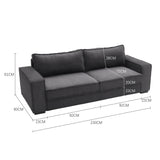 2.3m W Dark Grey Modern Comfortable Living Room 3 Seater Sofa