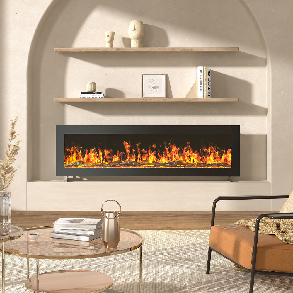 50 Inch Wall Mount Freestanding Electric Fireplace 9 Flame Colors with Remote Control