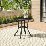 Black Cast Aluminum Patio Dining Table with Umbrella Hole