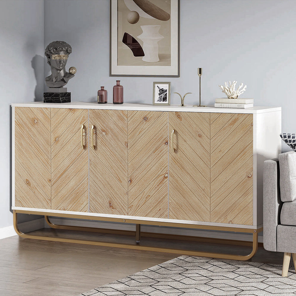 148cm W x 76cm H Modern Wooden Three Doors Side Cabinet