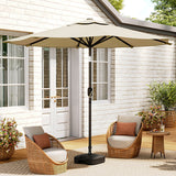 3M Large Garden LED Parasol Outdoor Beach Umbrella with Light Sun Shade Crank Tilt with Square Base, Beige