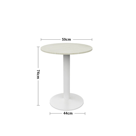 White Round Cafe Table with Metal Base
