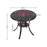 Black Cast Aluminum Patio Dining Table with Umbrella Hole