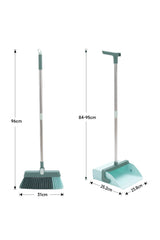 Green Rotatable Folding Broom and Dustpan Set