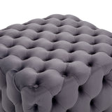 100CM Square Velvet Buttoned Footstool, Grey