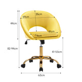 Yellow Velvet Swivel Office Chair with Adjustable Height