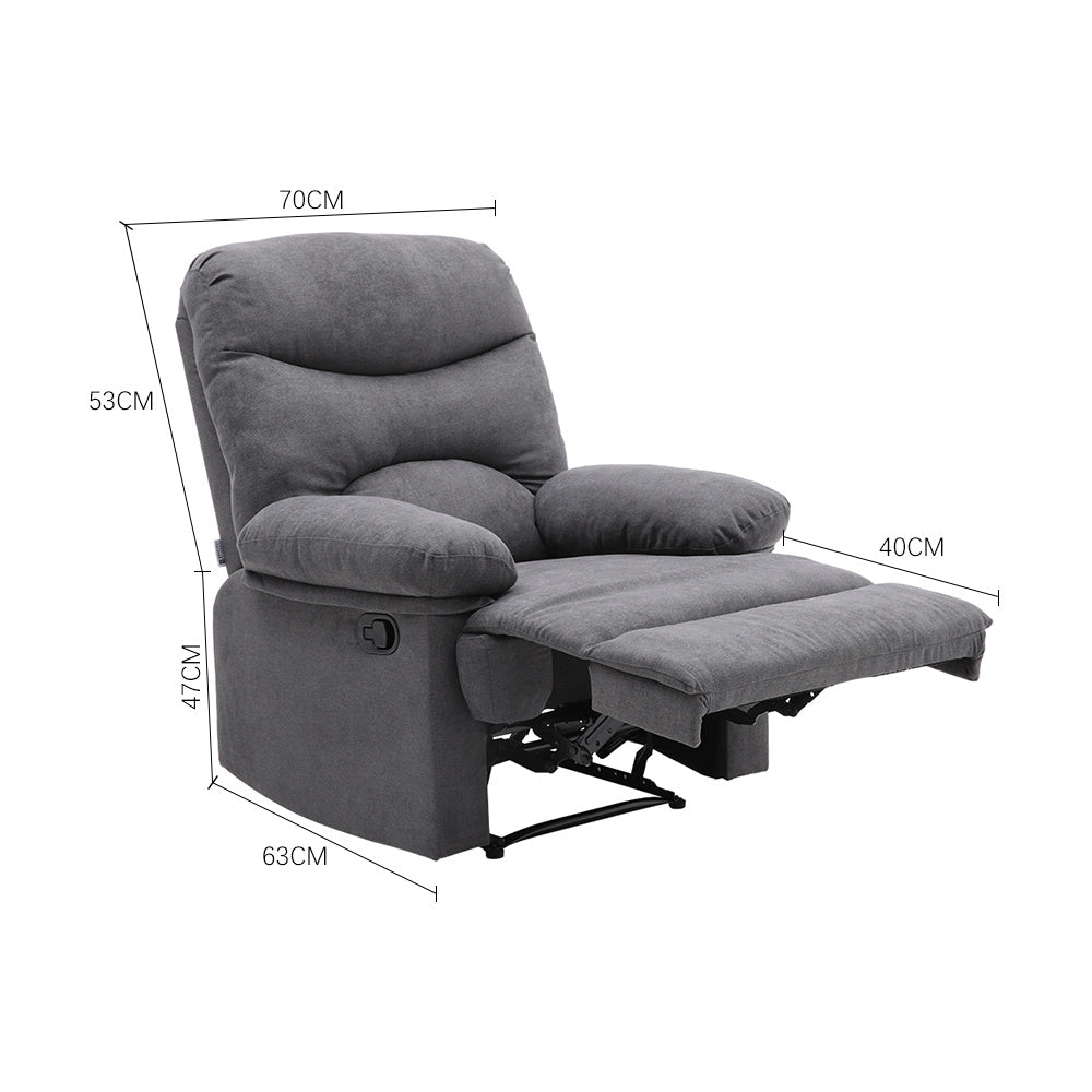 Grey Manual Faux Leather Recliner Armchair