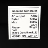 Portable Quiet Petrol Generator 4L Tank 2HP