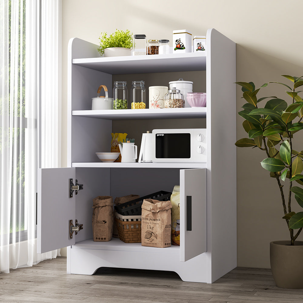 Contemporary Wooden Sideboard Cabinet with Open Storage, White