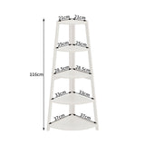 White 5 Tier Ladder Shaped Corner Shelf Rack Bookcase
