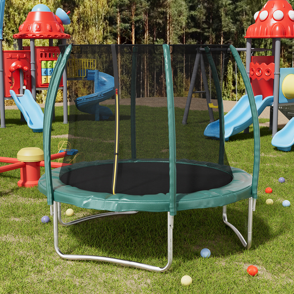 Dark Green 6FT Outdoor Enclosure Trampoline with Ladder