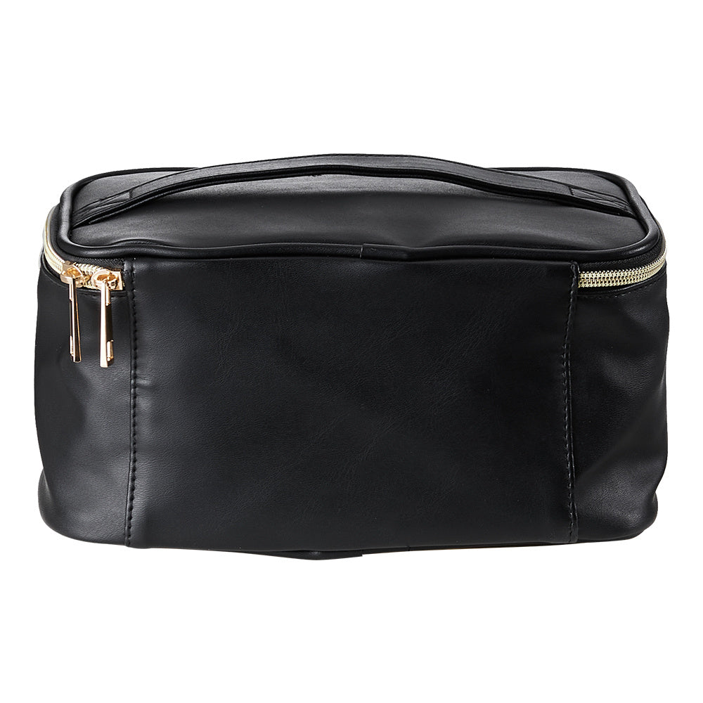 Black Large PU Leather Travel Makeup Bag