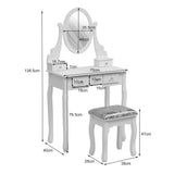 White 75cm Makeup Vanity Desk with Mirror and Stool