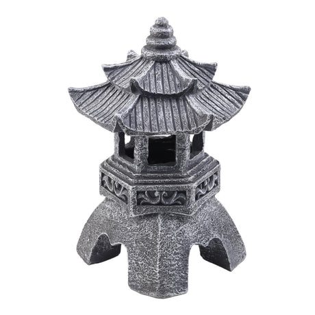 Solar Powered Chinese Zen Palace Lamp Garden Ornament Resin Statue