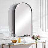 Black Arch Shape Metal Framed Wall Mirror Decorative