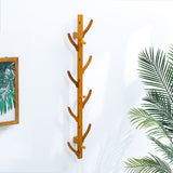 Natural Wood Bamboo Wall Mounted Eight Coat Rack