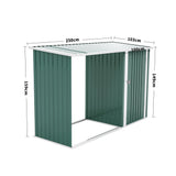 Steel Outdoor Garden Storage Shed with Log Stacking Rack Green