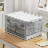 White Transparent Folding Plastic Storage Box with Wheels