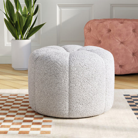 Round Shape Teddy Fabric Footstool