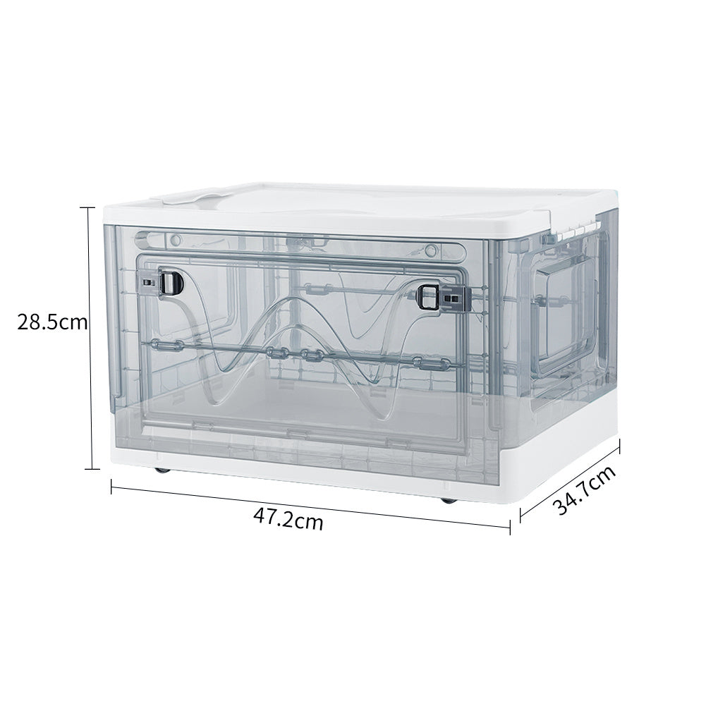 White Transparent Folding Plastic Storage Box with Wheels