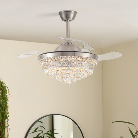 Crystal LED Ceiling Fan with 3 Color Lights