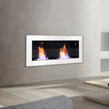 Indoor Wall Mounted Recessed Bio Ethanol Fireplace, 90CM White