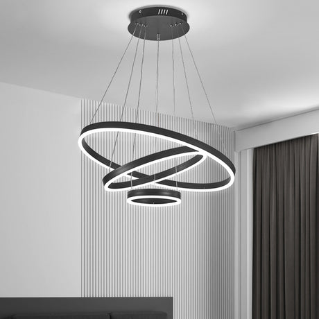 Modern 3 Ring Aluminum Round Hanging LED Pendant White Light